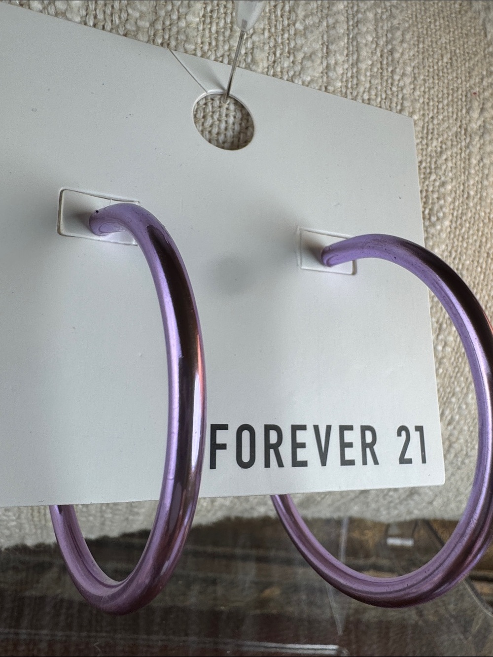 0655-Forever 21 Metallic Lilac Hoop Earrings